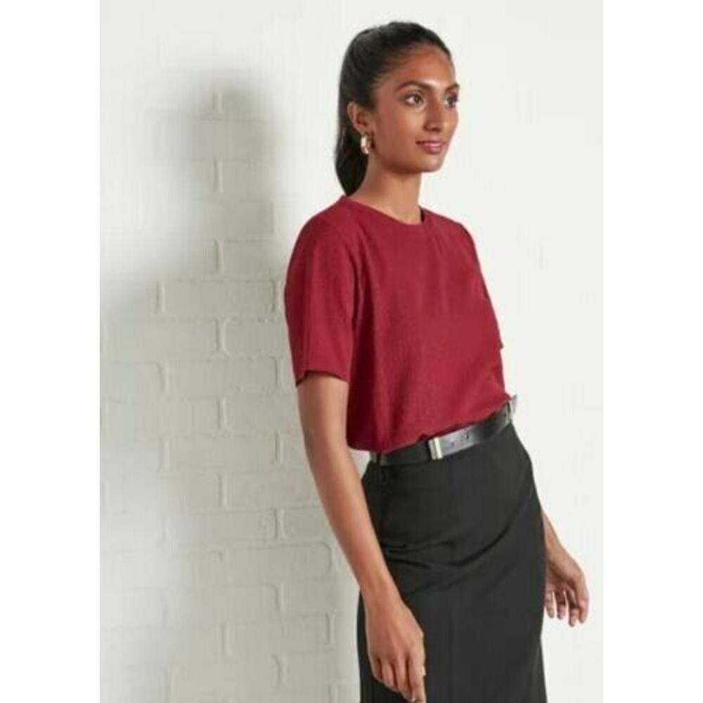 Vero Moda Women's Aya Glitter Short Sleeve Zip Top Cabernet Shimmer 18US